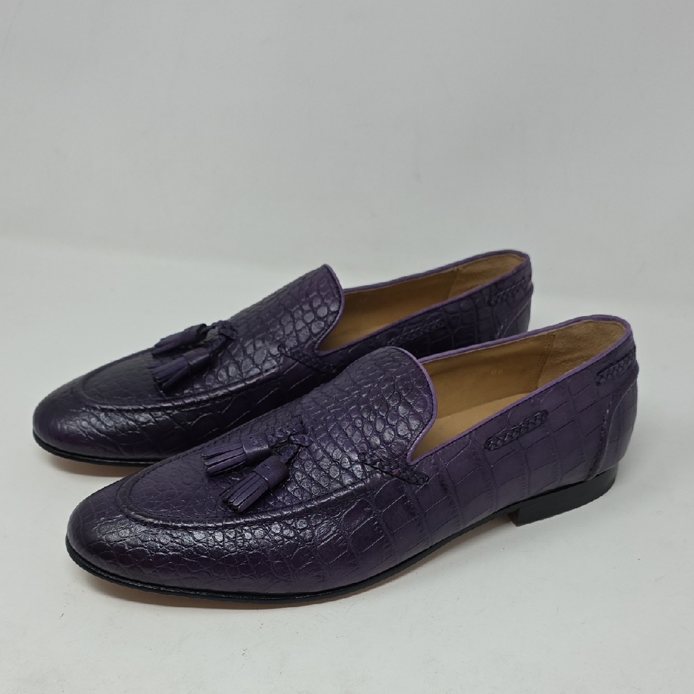 3DM Lifestyle Elegant Purple Leather Slip-On Loafers Men's Size 9-9.5